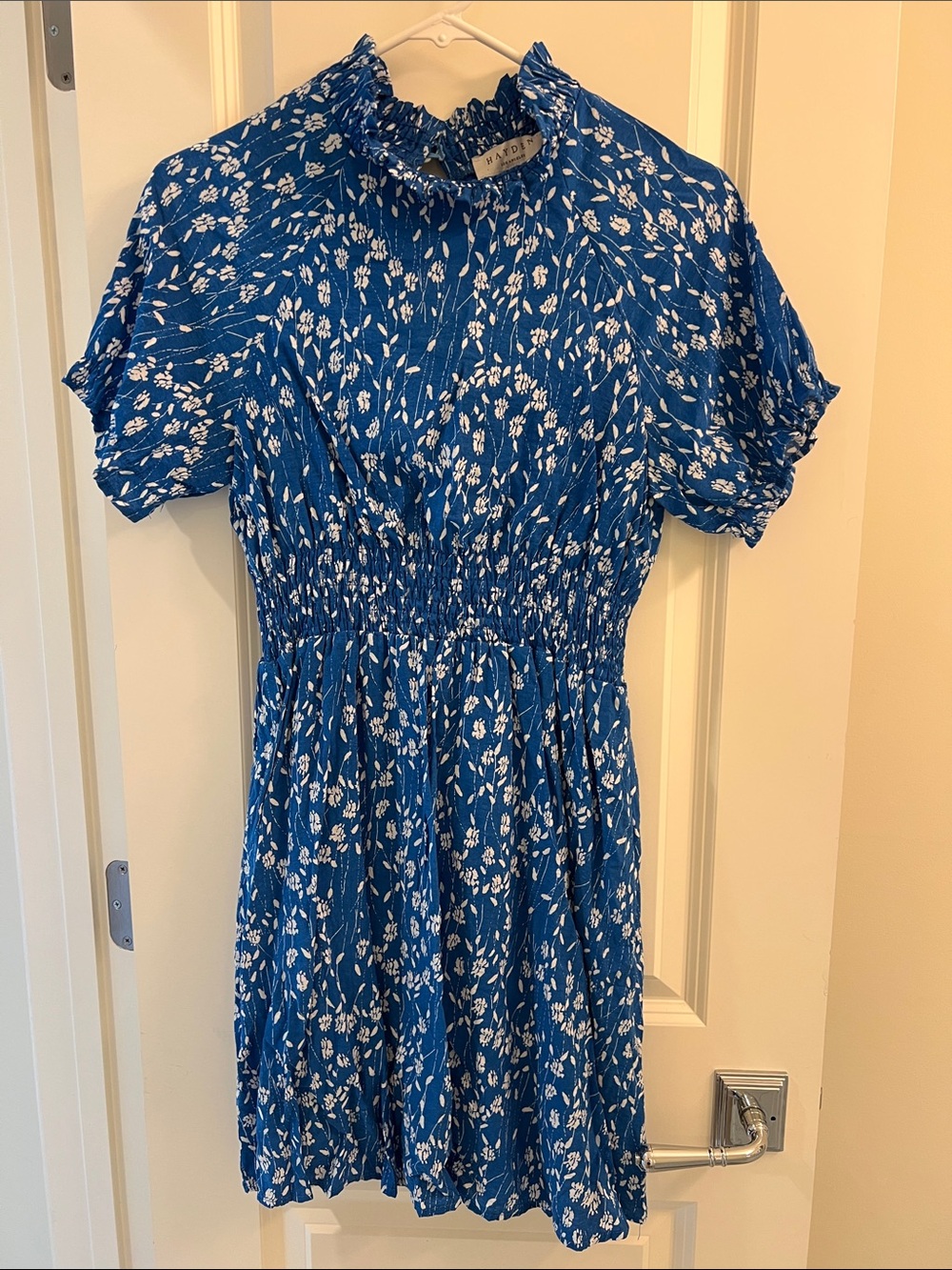 Blue Floral Smocked Mini Dress